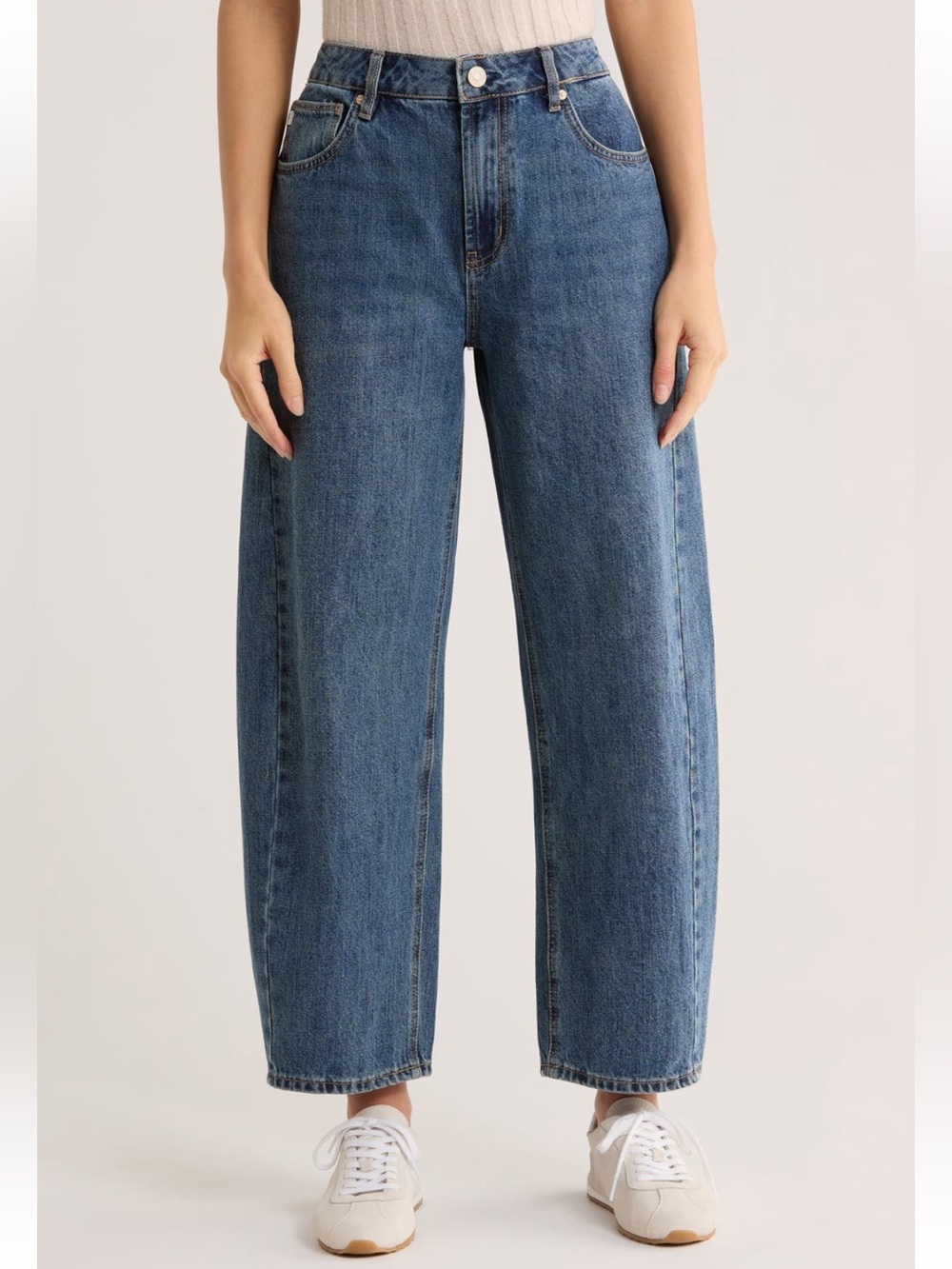 Seven7 Women's High Rise Barrel Ankle Jeans - Medium Blue Wash Size 12 NWT - Picture 4 of 6